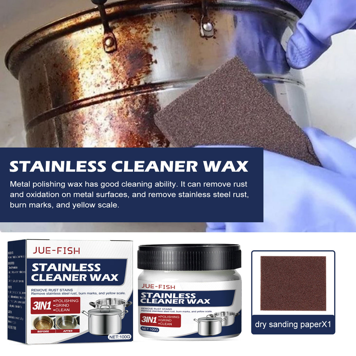 Metal Polishing Wax, Household Kitchen Range Hood Pot Cleaning, Rust Removal, Grease Polishing Cleaner - V.I.P Digital Presence