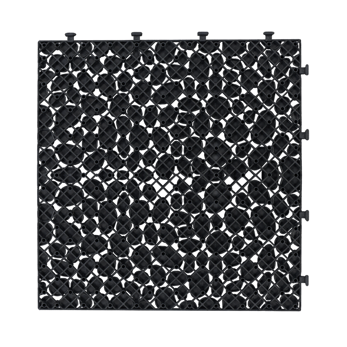 12 x 12 inch black interlocking deck tiles, plastic waterproofing, pebble pattern, pack of 12 - V.I.P Digital Presence