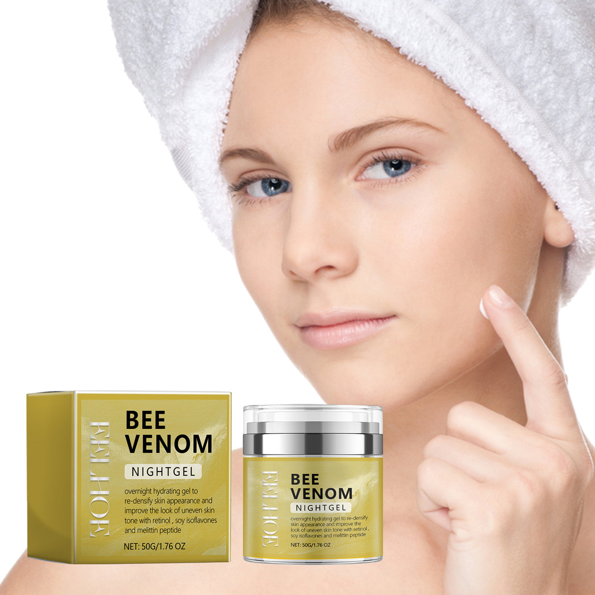 Bee Venom Night Gel, Moisturizing Smooth Brightens Dull Skin Shine White Skin Firming Creams