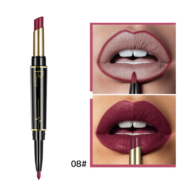 Matte Lipstick Wateproof Double Ended Long Lasting Lipsticks Brand Lip Makeup Cosmetics Nude Dark Red Lips Liner Pencil - V.I.P Digital Presence