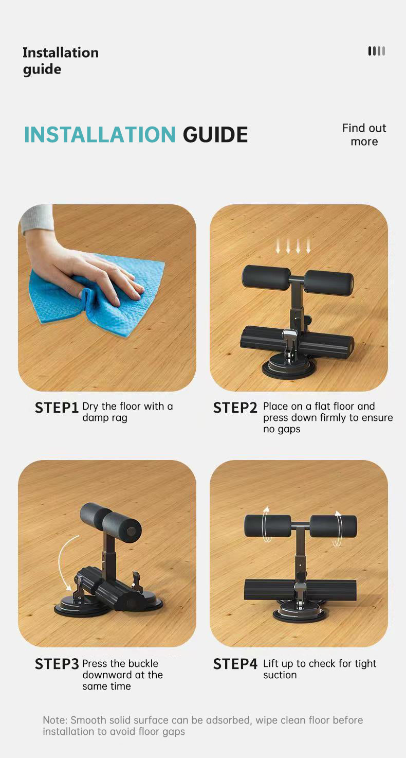 Portable Self-Suction Sit-up Bar Abdominal Core Trainer Movement Auxiliary Device Adjustable Sit Up Assistant - V.I.P Digital Presence