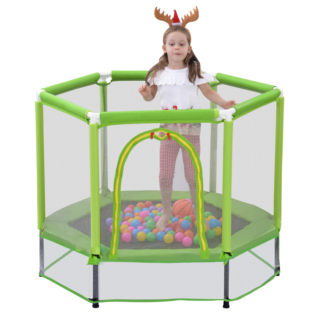 55'' Toddlers Trampoline with Safety Enclosure Net and Balls, Indoor Outdoor Mini Trampoline for Kids - V.I.P Digital Presence