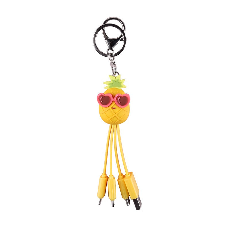 Creative cartoon data cable quirky peach blossom eye phone charging cable peach blossom eye pineapple fruit - V.I.P Digital Presence