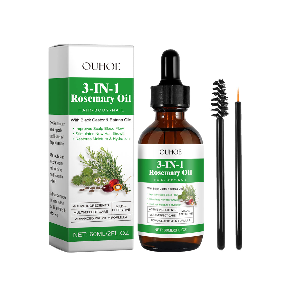 Rosemary Black Castor Batana Oil Nourishing Moisturizing Repair Hydrating Hair And Nail Care Essence - V.I.P Digital Presence