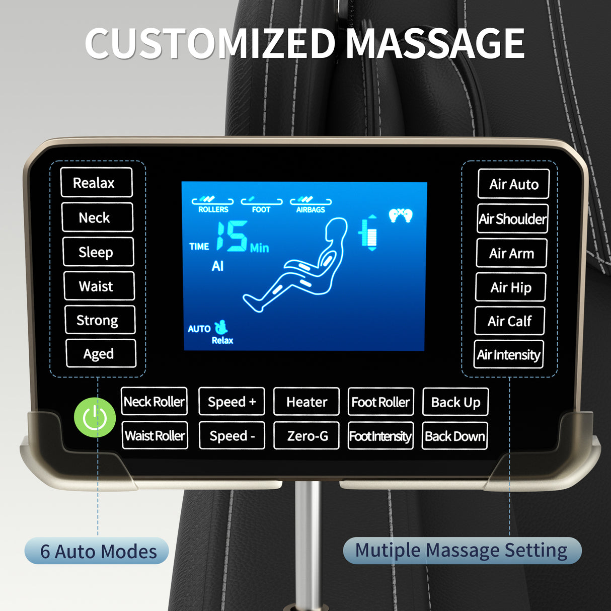 Full body deep tissue massage chair, foot massage, 8 fixed massage rollers, touch screen suitable for 5.1-5.75 feet high (black) - V.I.P Digital Presence