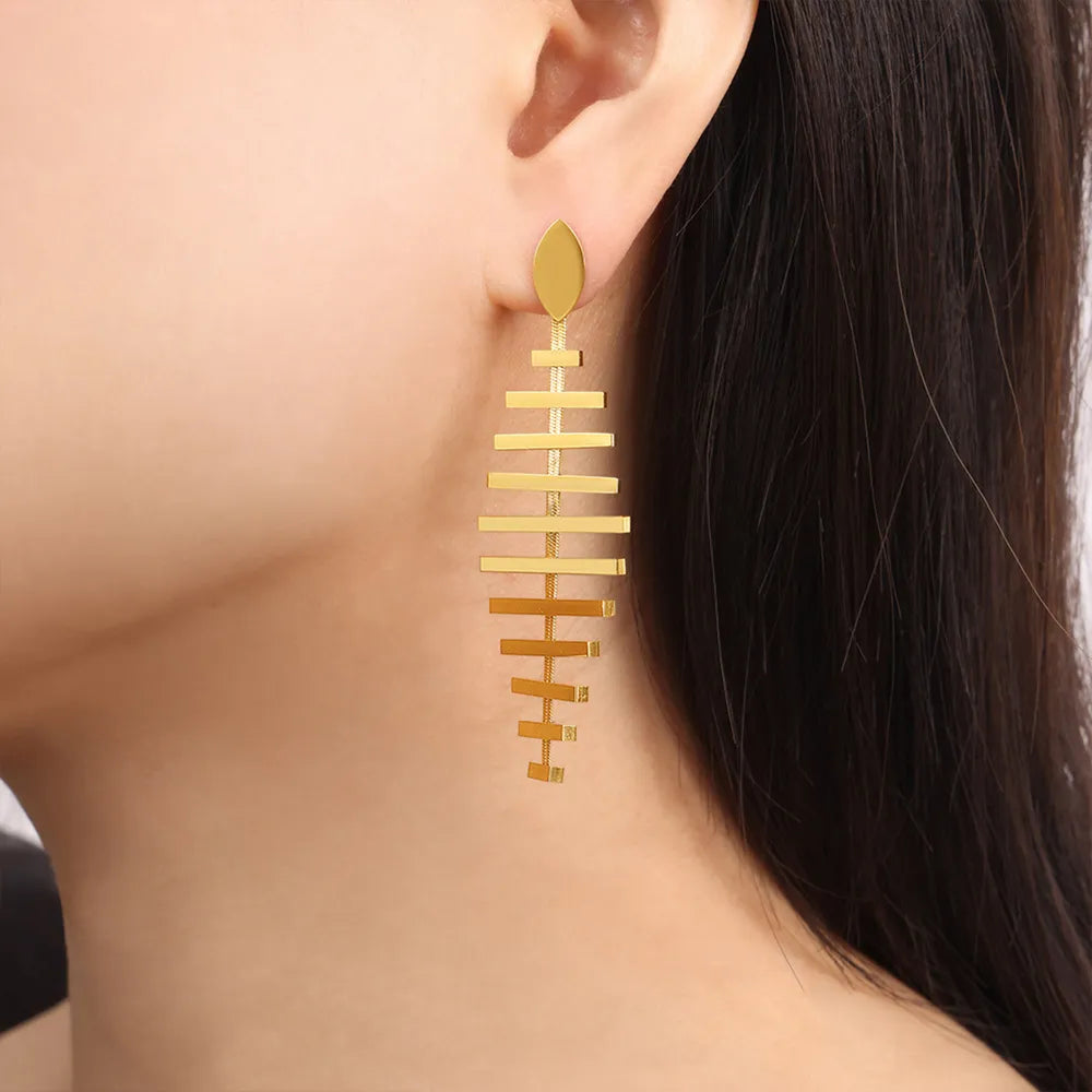 Titanium Steel Fishbone Shape Earrings - V.I.P Digital Presence