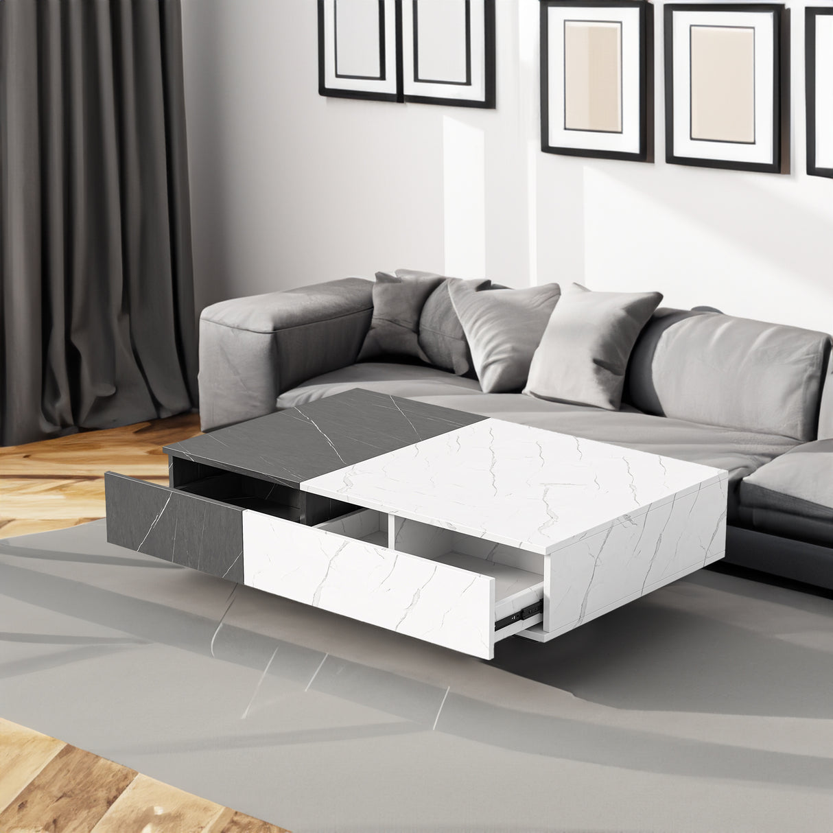 Modern style black and white coffee table with two storage spaces - V.I.P Digital Presence
