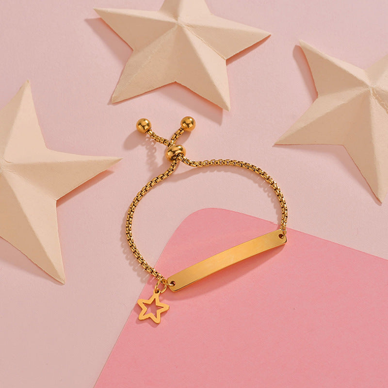 Stainless steel personalized engraved three color curved bracelet simple and personalized women's bracelet - V.I.P Digital Presence