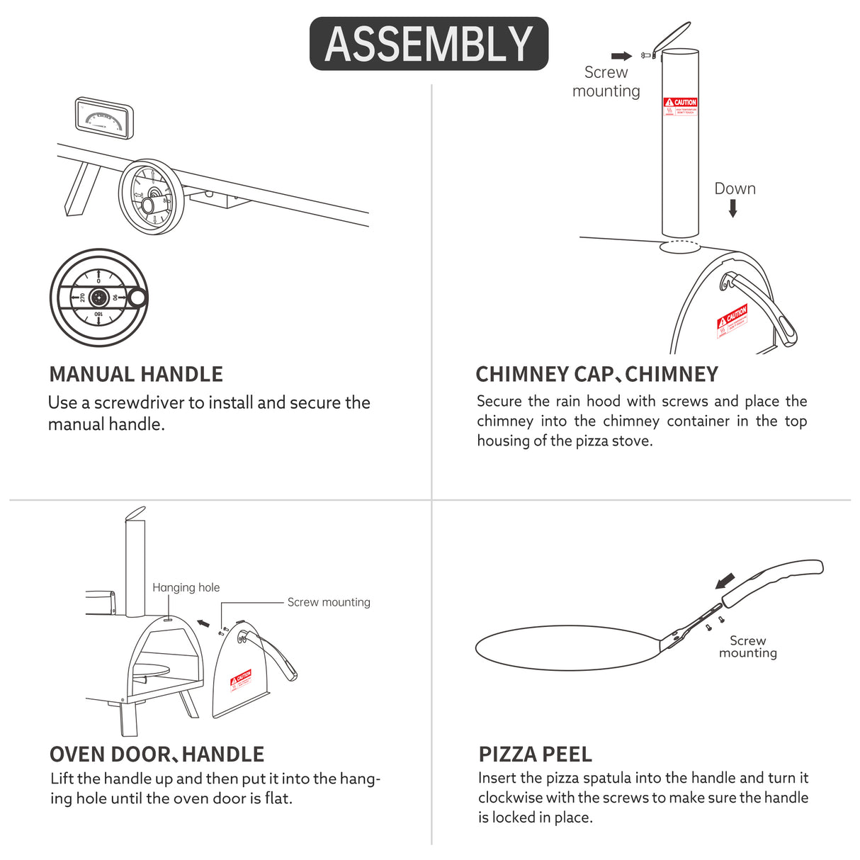 Silver Pizza Oven Outdoor 12" Semi-Automatic Rotatable Pizza Ovens Portable Stainless Steel