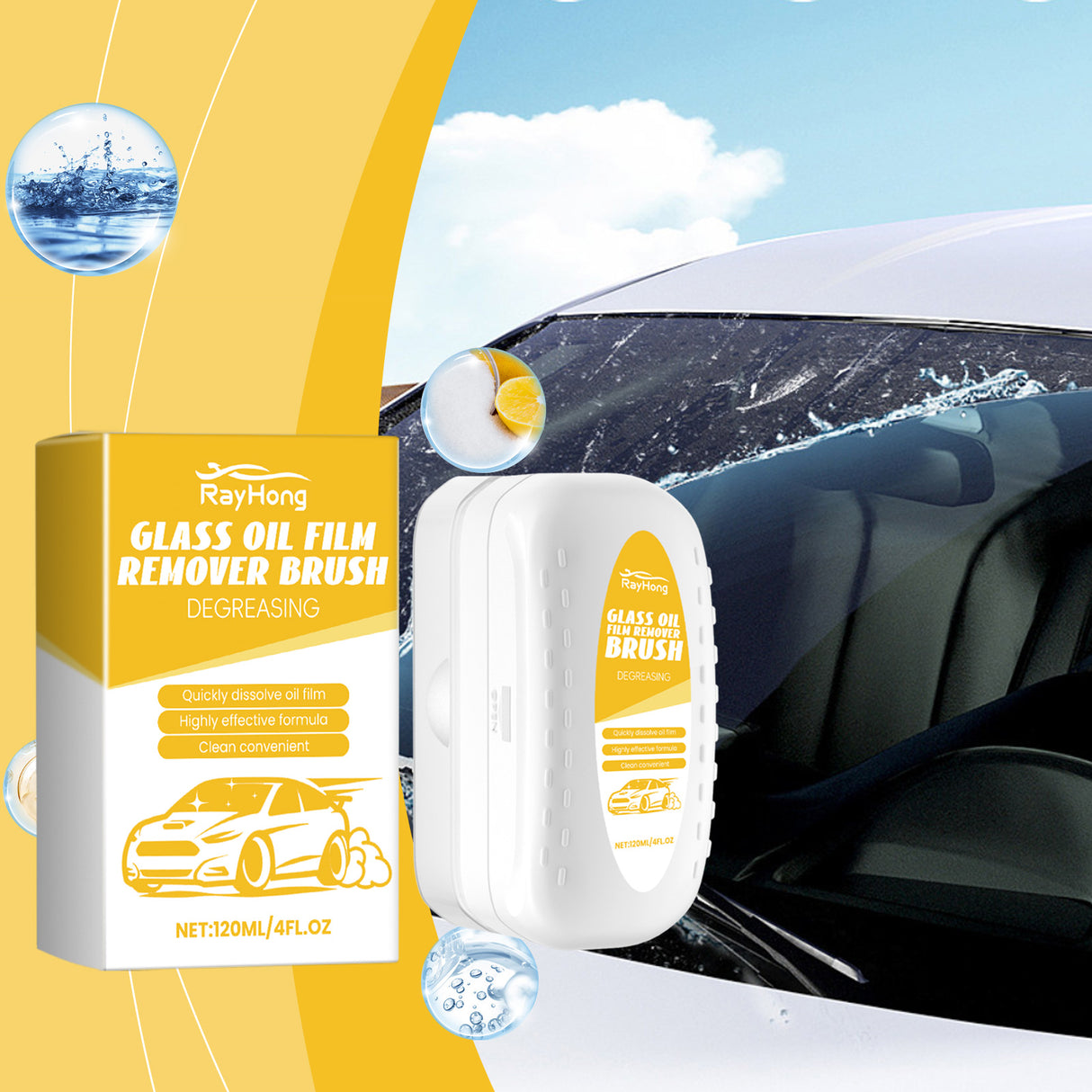 Car Glass Cleaning Brush, Car Window Glass Cleaning Stains Oil Stains Waterproof Rain Cleaning Brush - V.I.P Digital Presence