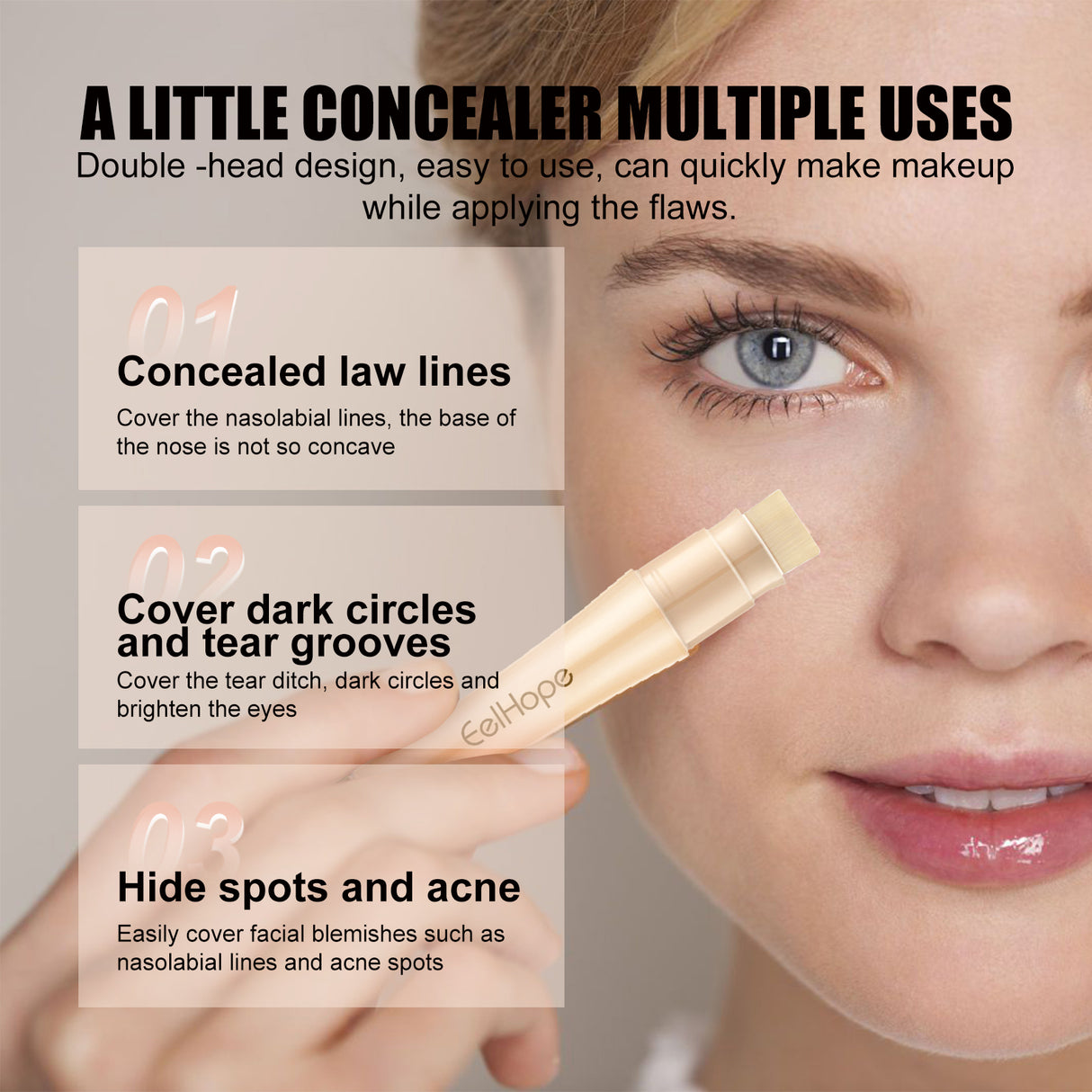 Double Head Concealer, Brightening And Waterproofing Concealer Stick - V.I.P Digital Presence