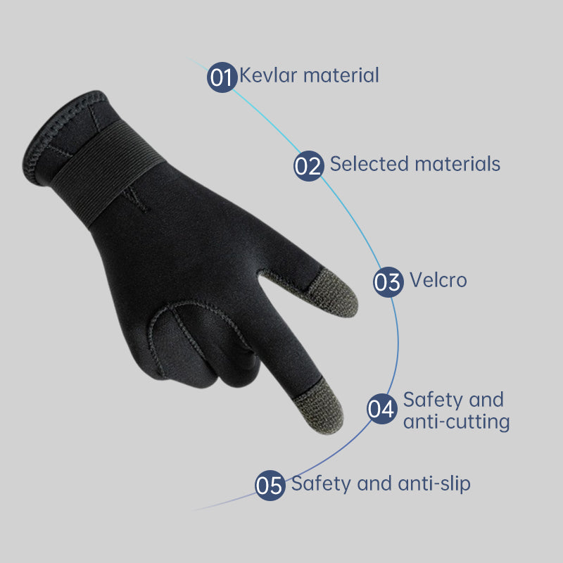 3/5mm Thick Kevlar Diving Gloves. Scratch-proof, for fish hunting, deep dive, spearfishing & skiing. - V.I.P Digital Presence