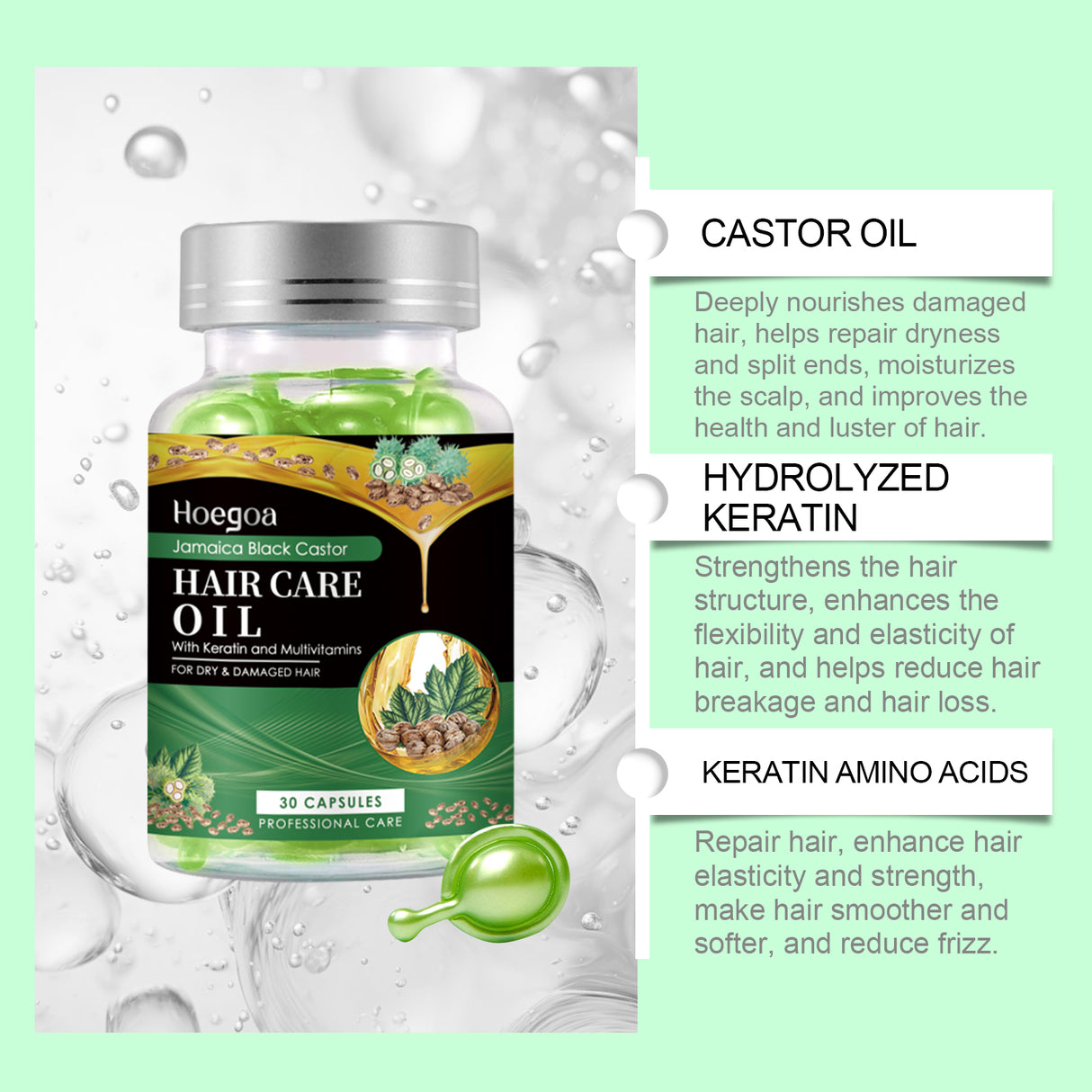 Black Castor Oil Nourishing Hair Care Capsule Hair Care Oil Gently Nourishes And Softeningly Improves Dry Hair - V.I.P Digital Presence
