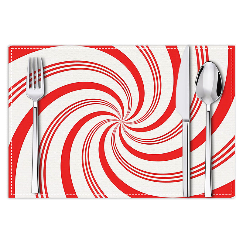 Christmas placemat red candy striped printed table mat holiday table decoration insulated mat coaster - V.I.P Digital Presence