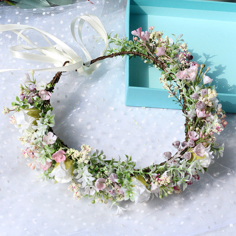 Ancient style girl Hanfu headwear simulation full sky star small floral headband forest princess bridal wreath - V.I.P Digital Presence