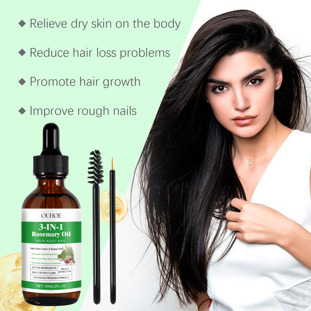 Rosemary Black Castor Batana Oil Nourishing Moisturizing Repair Hydrating Hair And Nail Care Essence - V.I.P Digital Presence
