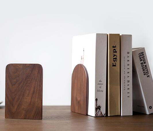 Solid beech wood book end natural wood walnut bookend home storage bookshelf decor bookstop natural wood crafts - V.I.P Digital Presence