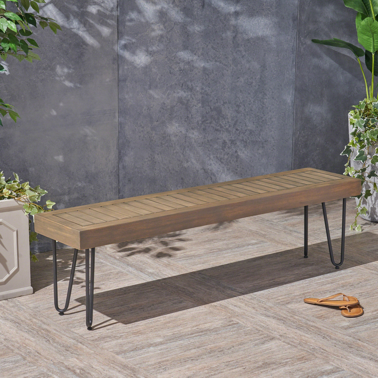 JANE INDUSTRIAL WOOD AND METAL BENCH - V.I.P Digital Presence