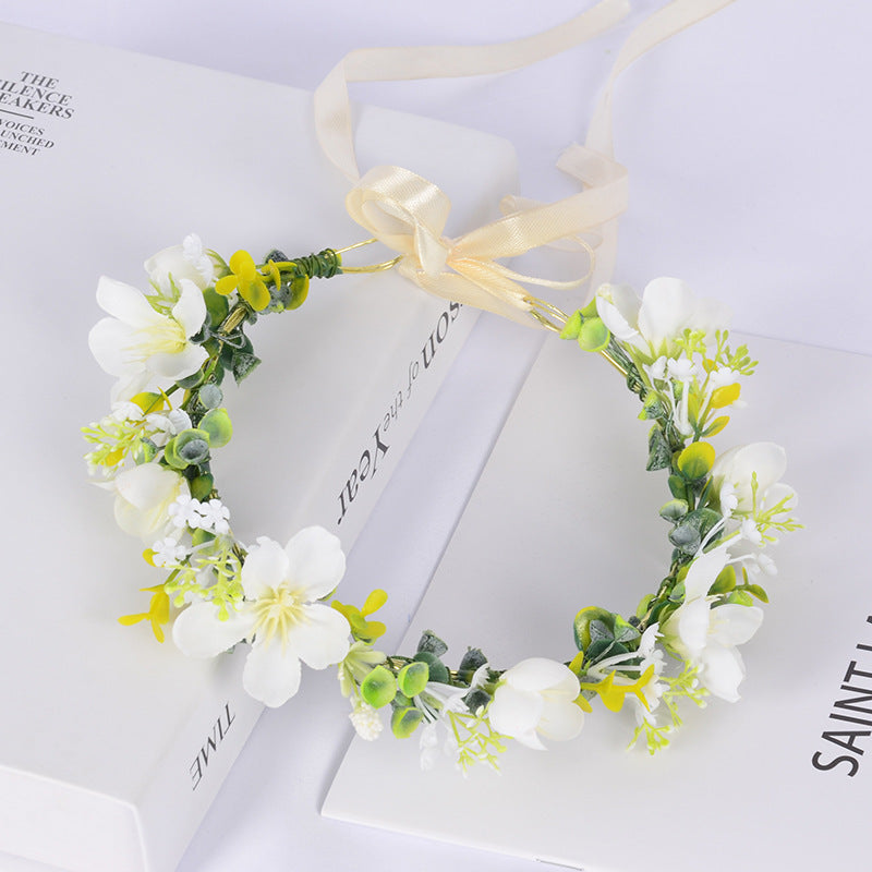 Girl's flower wreath headpiece handmade simulation flower hair accessory wedding festival Hanfu headpiece flower wreath - V.I.P Digital Presence