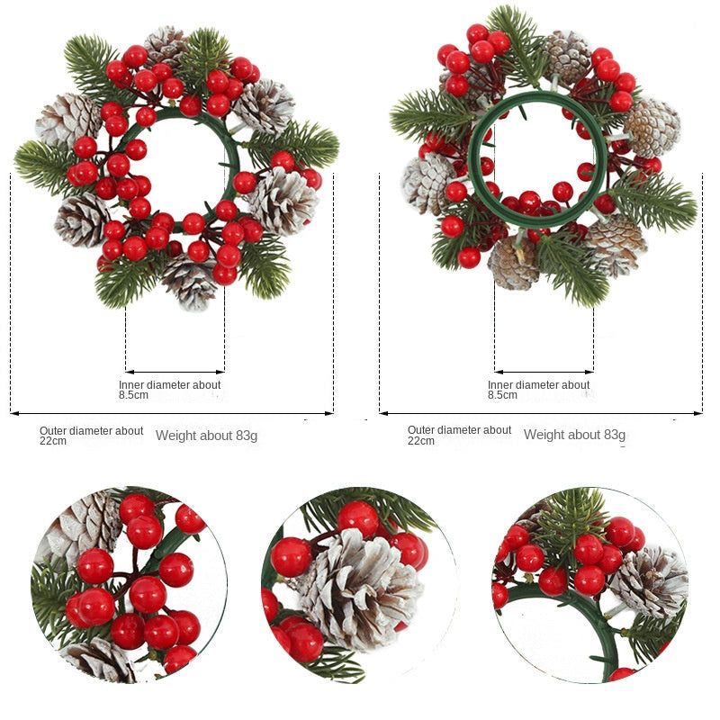 Christmas wreath desktop home decoration simulation pine cone ornament Christmas flower candle holder - V.I.P Digital Presence