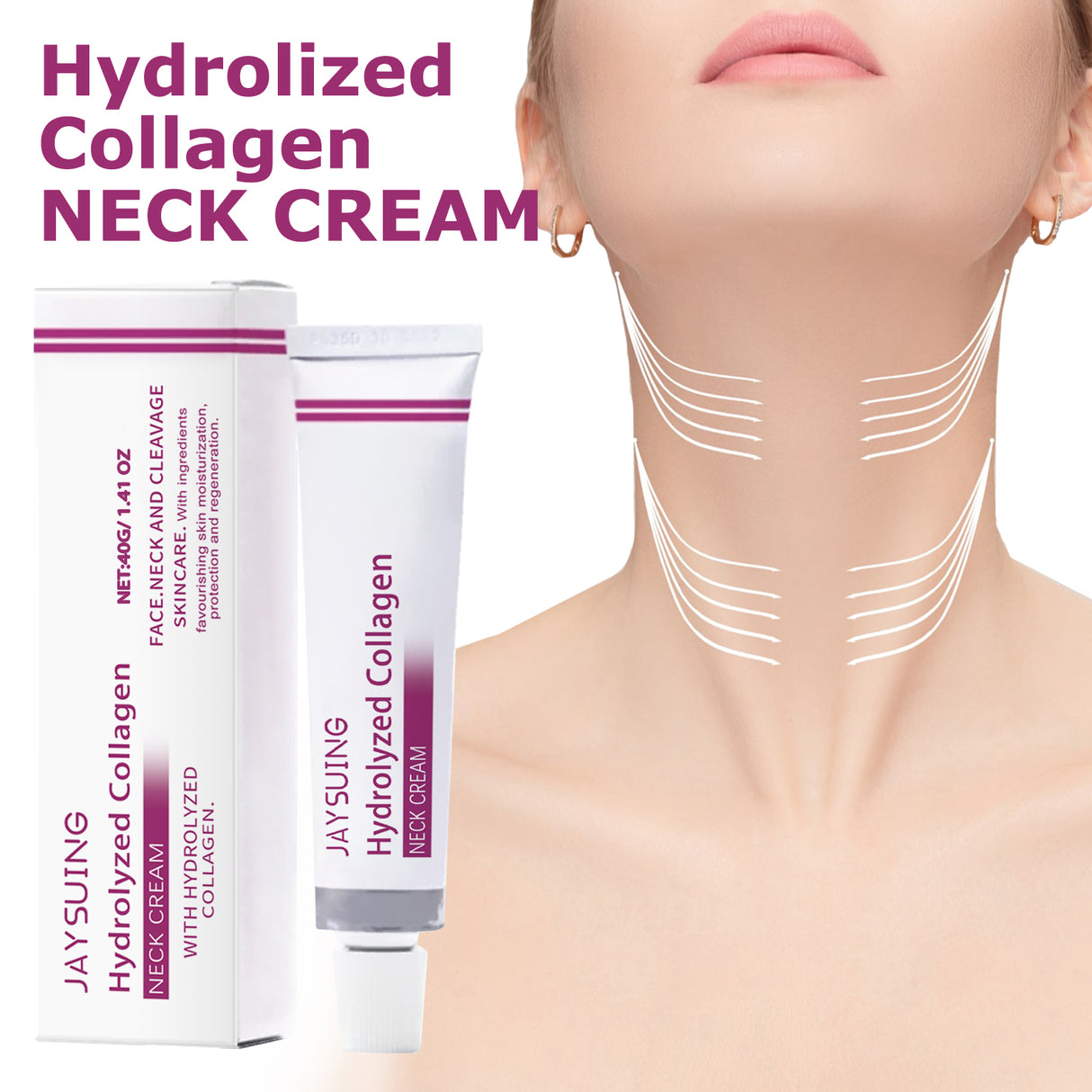 Hydrolyzed Collagen Neck Cream, Fade Neck Lines Shaping Swan Neck Smooth White Neck Cream