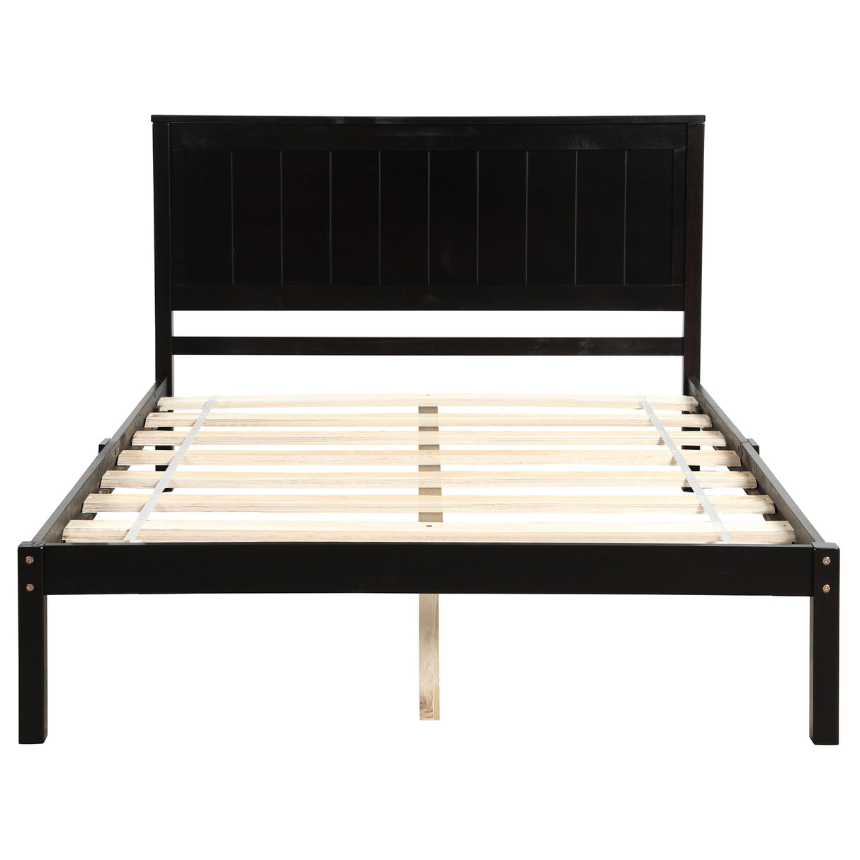Platform Bed Frame with Headboard, Wood Slat Support, No Box Spring Needed Full Espresso