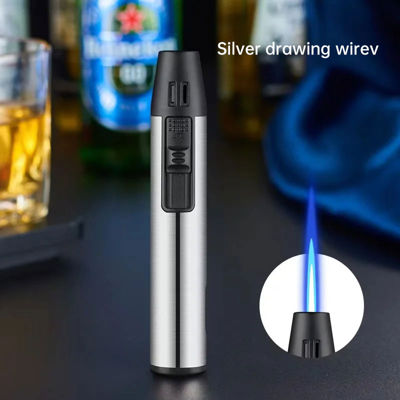 Pen Metal Lighter Mini Spray Gun Inflatable Windproof Butane Gas Lighter Adjustable Straight Shot Blue Flame Cigarette Tools - V.I.P Digital Presence