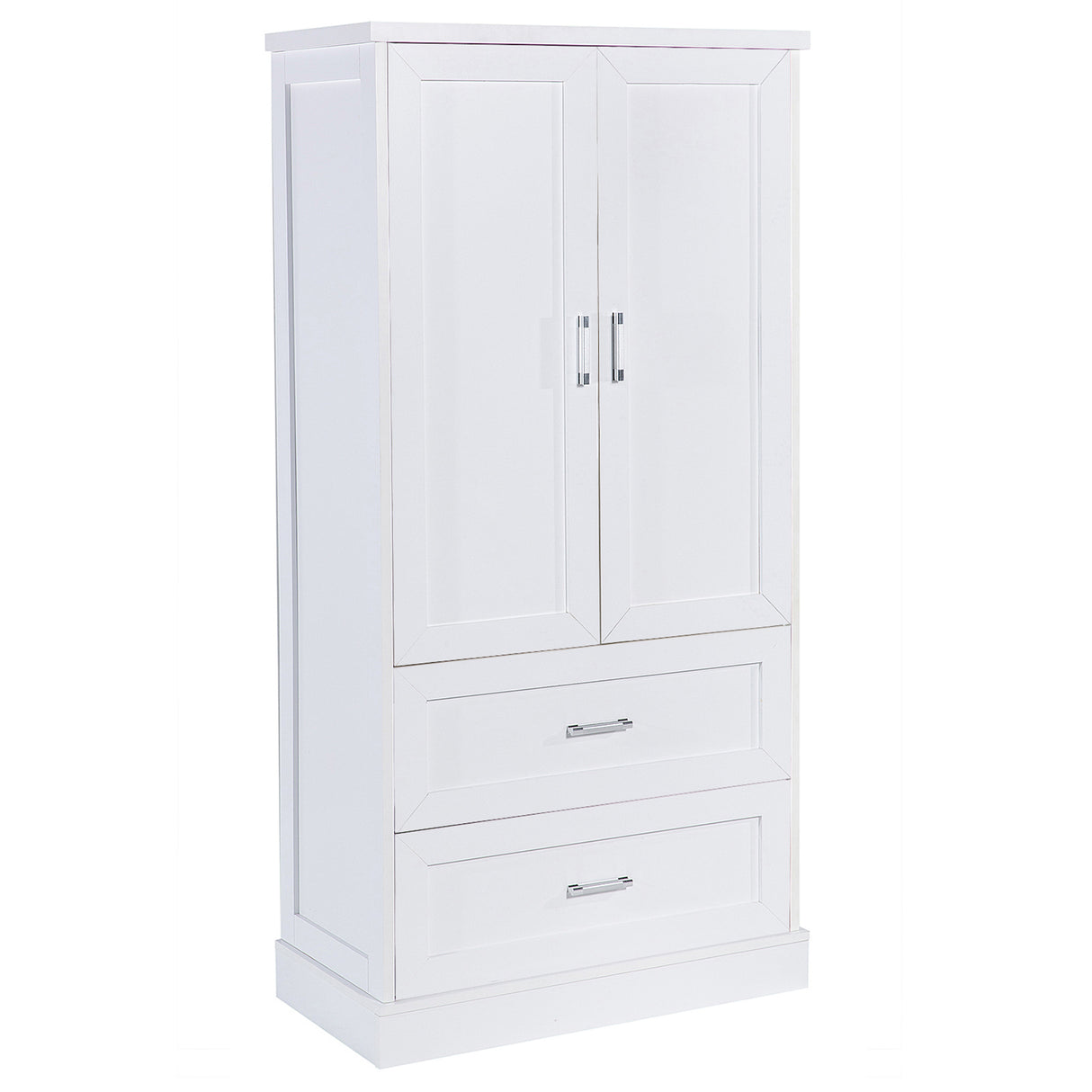 Tall Bathroom Storage Cabinet, Cabinet with Two Doors and Drawers, Adjustable Shelf, MDF Board, White - V.I.P Digital Presence