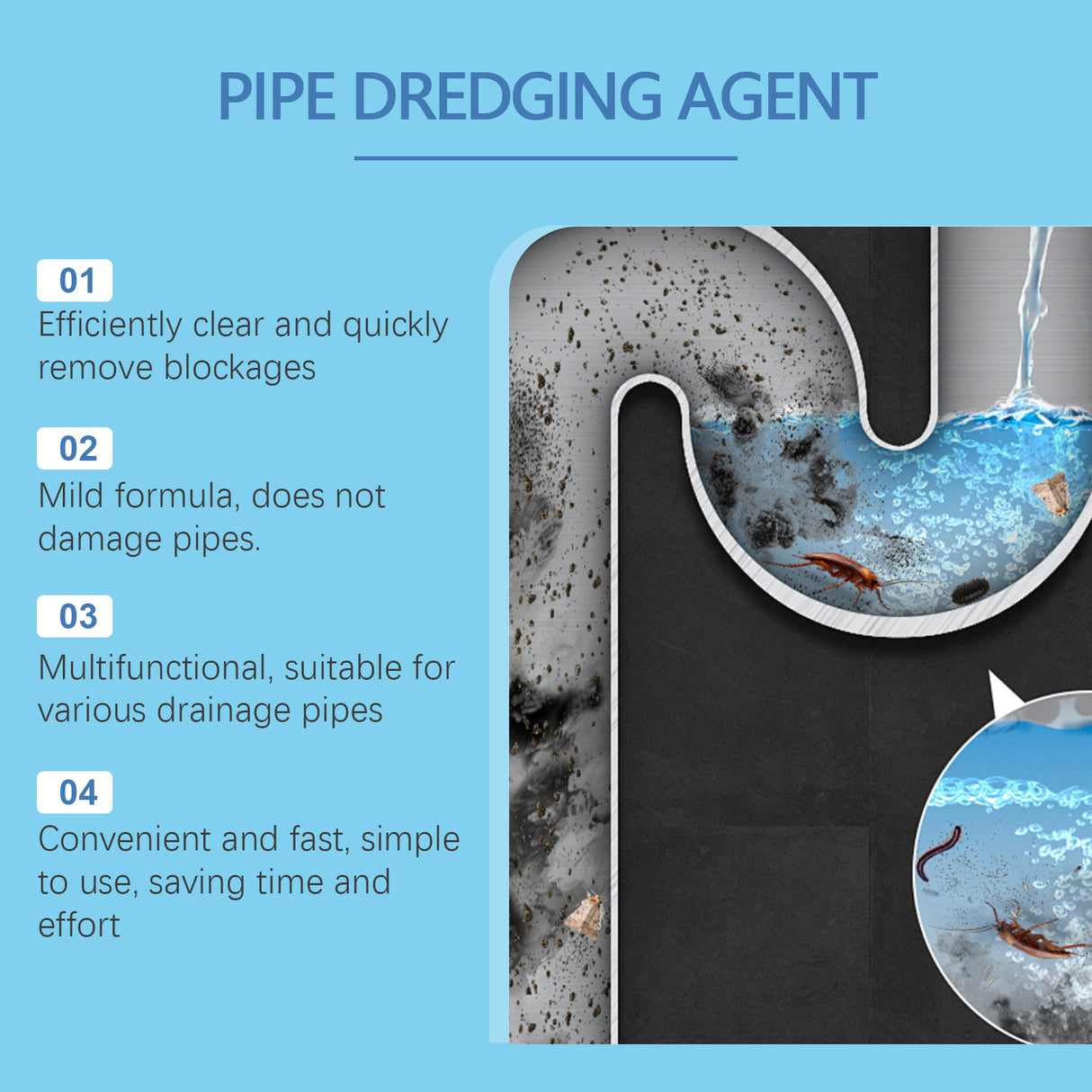 Pipe Dredge Agent Sink Drain Kitchen Toilet Pipe Quick Dredge Clean Decontaminate - V.I.P Digital Presence