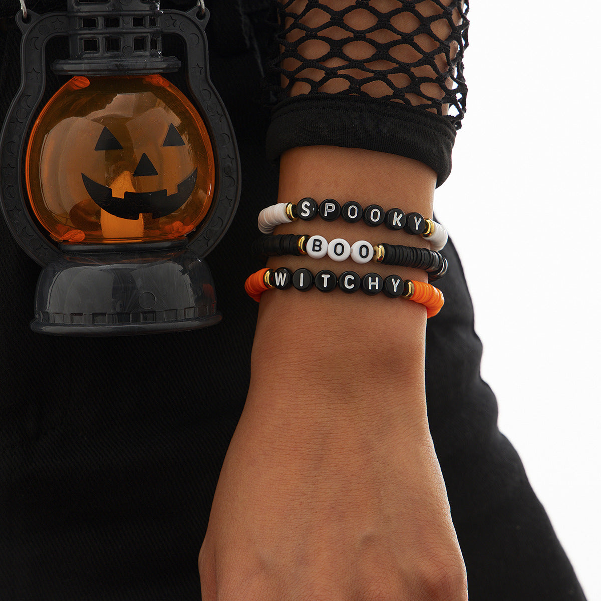 Halloween Soft Ceramic Elastic Bracelet Set Dark Wind Pumpkin Head Letter Bracelet - V.I.P Digital Presence