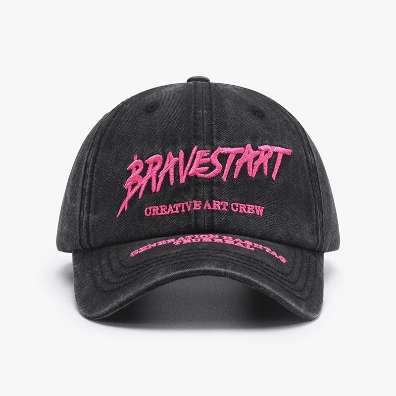 Fashionable Outdoor Versatile Curved Brim Letter Embroidery Men's Flat Tongue Hat Show Face Small Washed Women's Simple Baseball Hat Fashion