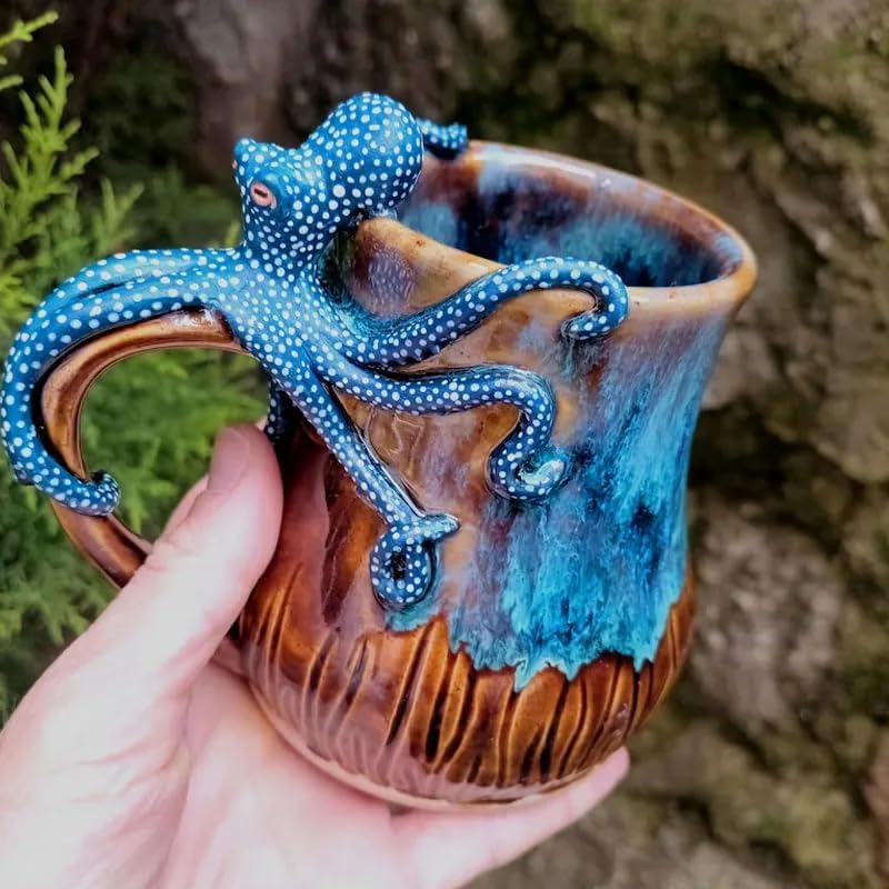 Handmade Deep Blue Octopus Mug. For Hot & Cold Drinks - V.I.P Digital Presence