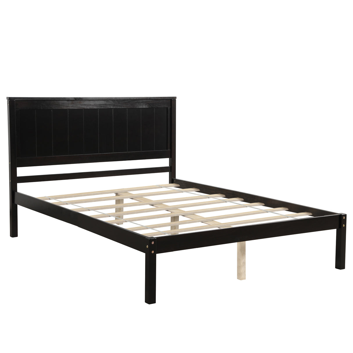 Platform Bed Frame with Headboard, Wood Slat Support, No Box Spring Needed Full Espresso