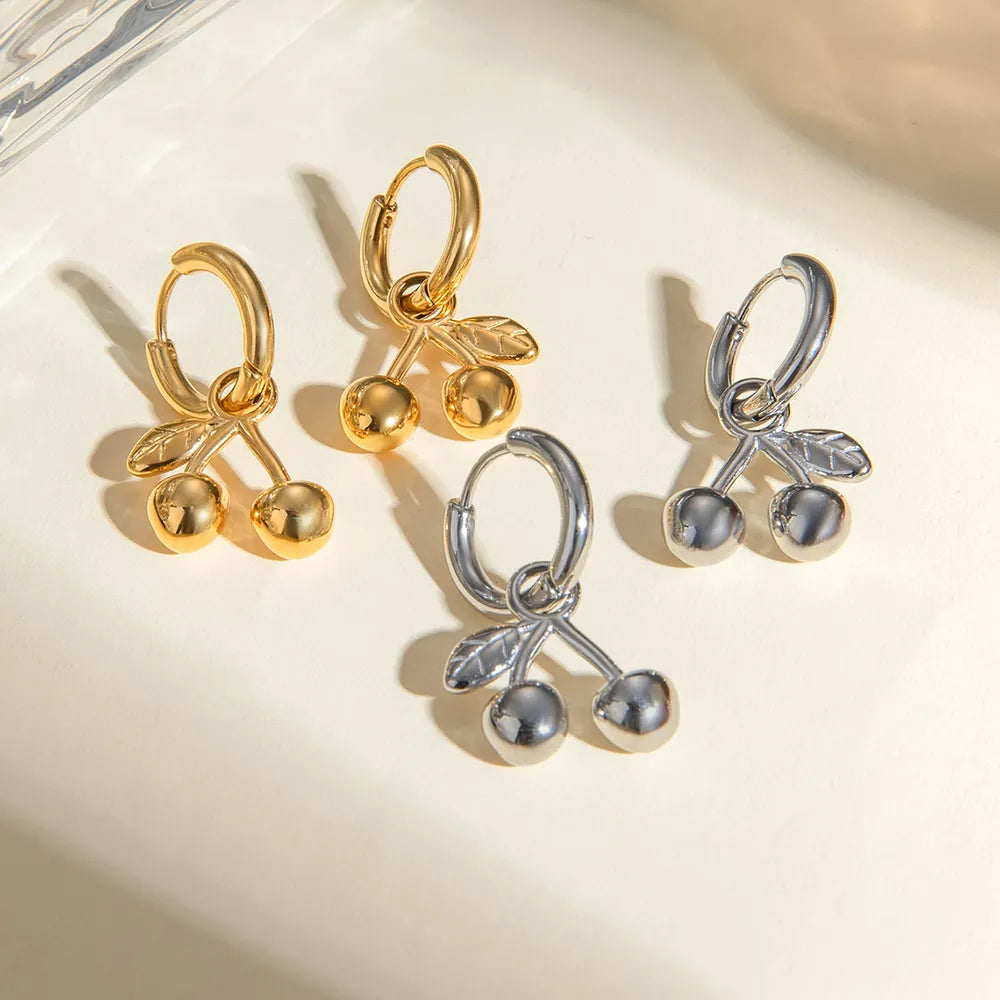 Stainless Steel Cherry Drop Earrings - V.I.P Digital Presence
