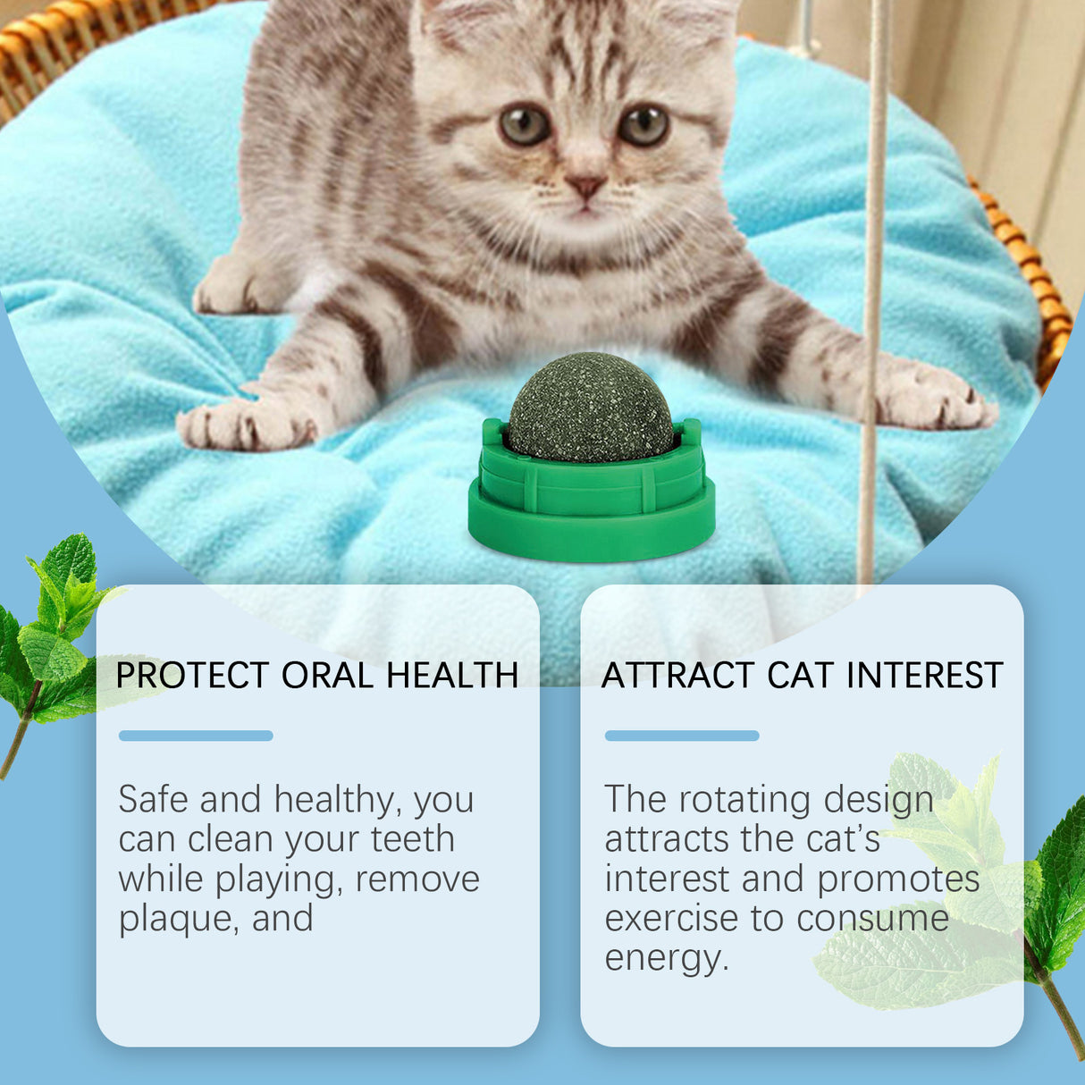 Mint-Flavored Rotating Cat Ball Toy Chew Toy Tooth Cleaning Care Rotating Mint Ball - V.I.P Digital Presence