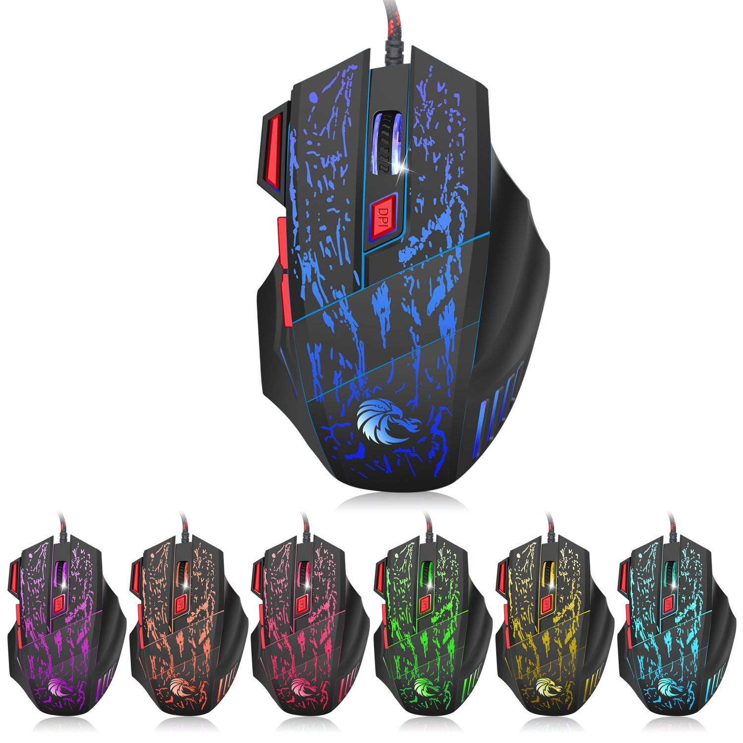Flowing Crack Colorful Luminous Gaming Mouse Wired Blaze Bird Mouse - V.I.P Digital Presence