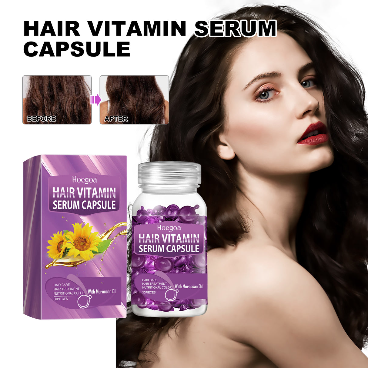 Purple Hair Essential Oil Care Capsules, Improves Dry Hair Knotting And Broken Dandruff Cleaning - V.I.P Digital Presence