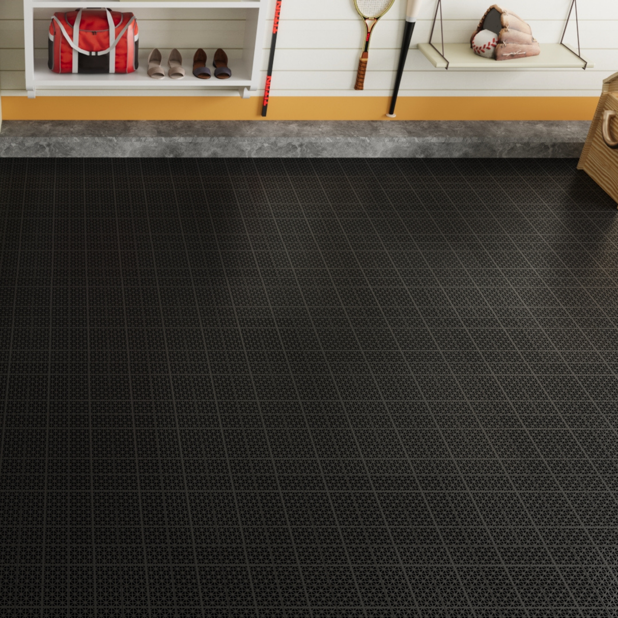 12 x 12 inch black interlocking deck tiles, plastic waterproof, weighing up to 6613 pounds, with a rose pattern pack of 12 - V.I.P Digital Presence