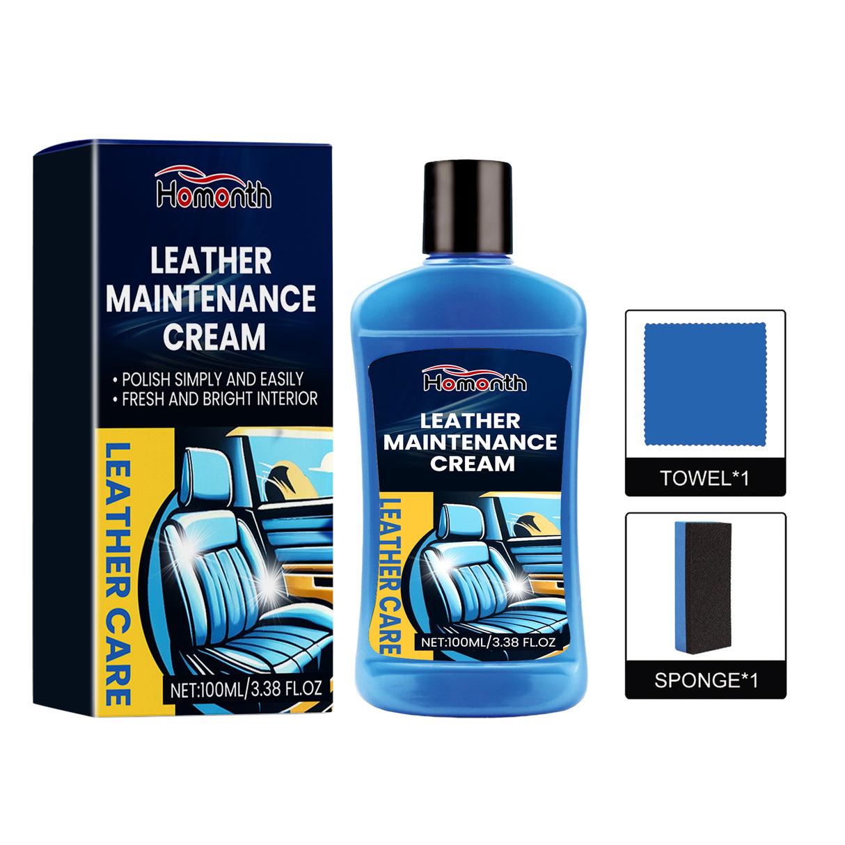 Leather Maintenance Cream, Car Seat Sofa Leather Cleaning Stains Refurbished Polish Cleaner - V.I.P Digital Presence