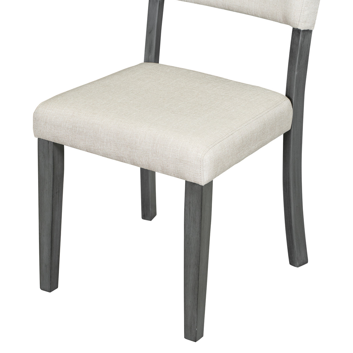 TREXM Five Piece Retro Round Dining Table Set with Curved Brackets and 4 Restaurant Cushioned Chairs (Dark Gray)