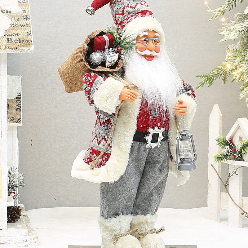 Christmas crafts 18 inch, wearing snow boots, backpack, standing, Santa Claus, dwarf - V.I.P Digital Presence