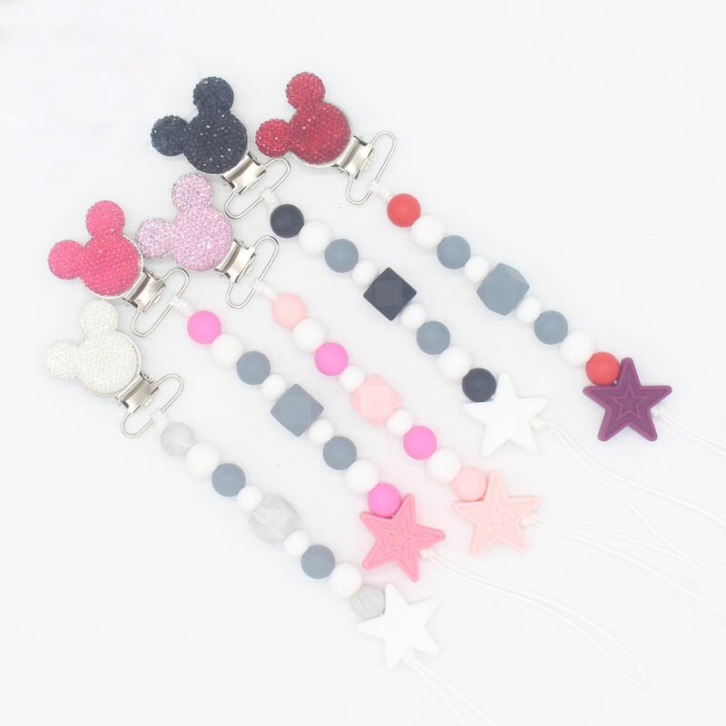 Silicone Round Beads and Star Beads Pacifier Clip Chain Strap Cute Dummy Nipple Leash Strap for Infant Toddler Baby Feeding - V.I.P Digital Presence