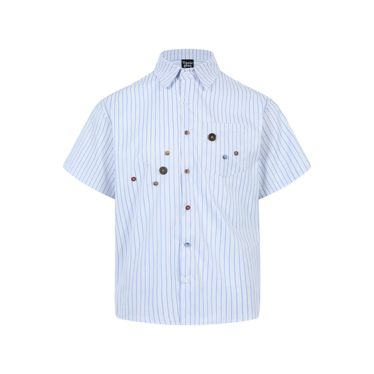 Vertical striped button decoration short sleeved shirt for men - V.I.P Digital Presence