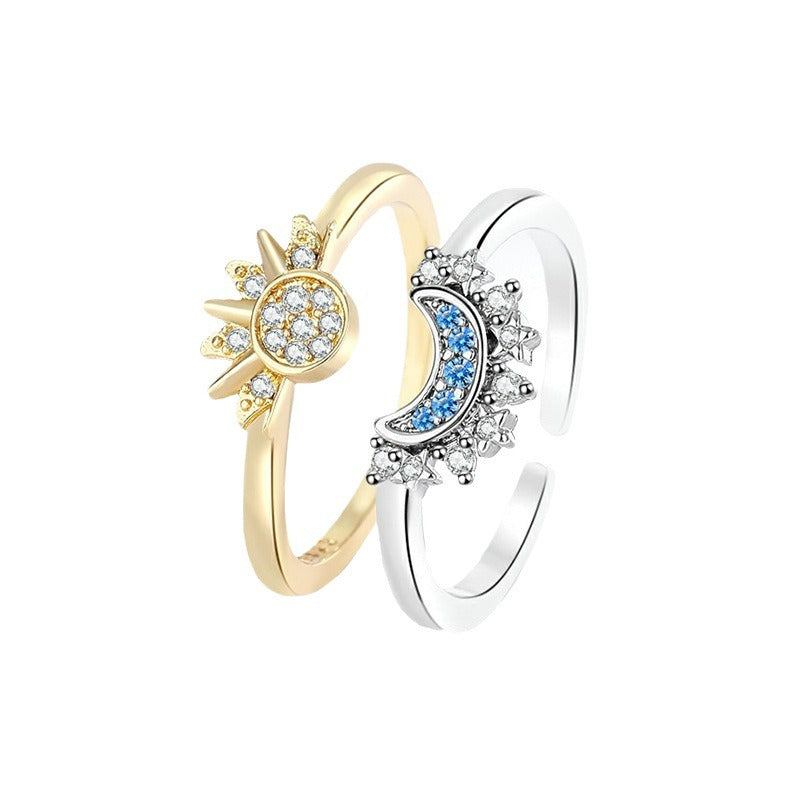 European and American personality simple design sun and moon folding ring female couple ring - V.I.P Digital Presence