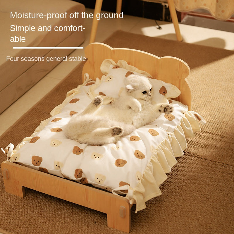 Cat Bed Universal Pet Bed Pet Nest Dog Nest Removable Solid Wood Bed Cute Kitten Princess Bed Pet Supplies - V.I.P Digital Presence