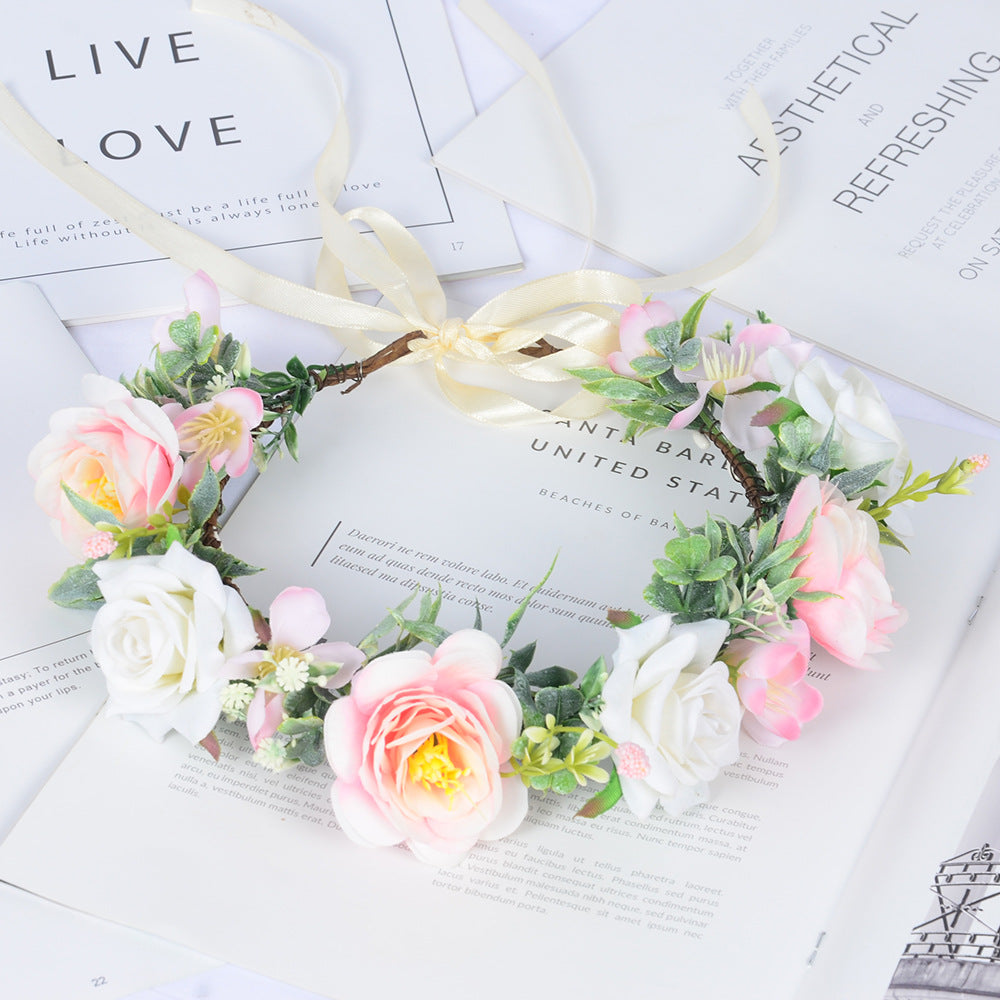 Simulated Rose Blossoms Adjustable Headwear Wreath Bridal Fairy Princess Birthday Performance Headwear - V.I.P Digital Presence