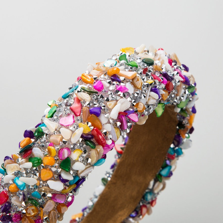 Exaggerated Baroque Colorful Crystal Candy Sponge Wide Edge Hair Hoop Headband - V.I.P Digital Presence