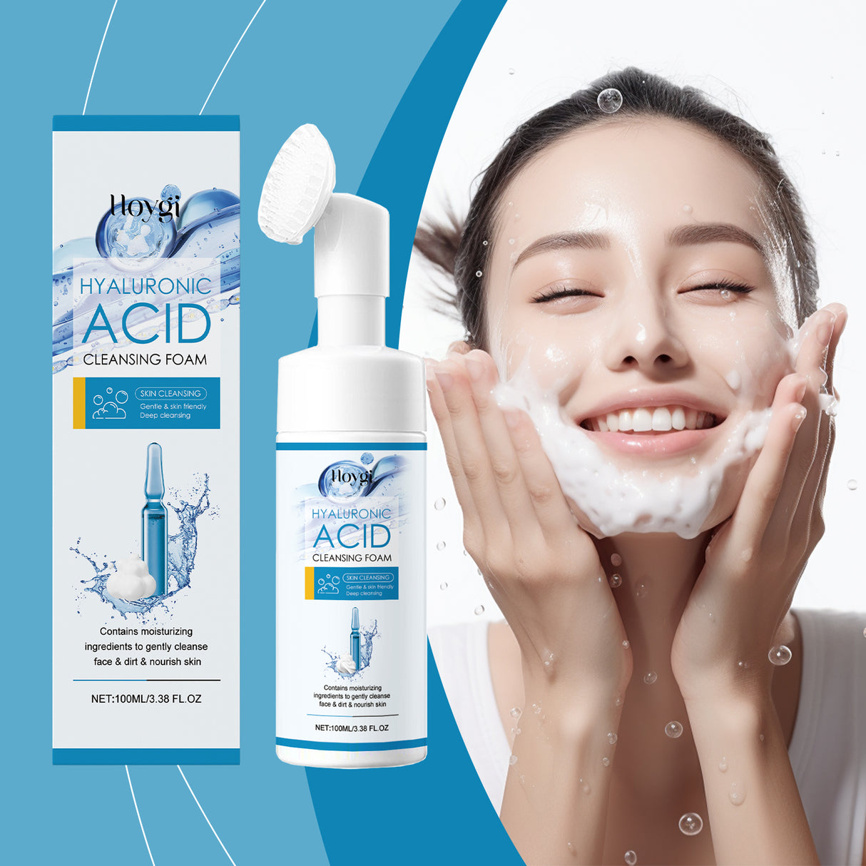 Hyaluronic Acid Cleansing Foam Gently Cleanses Face, Moisturizes Skin, Moisturizes Skin, And Moisturizes Skin