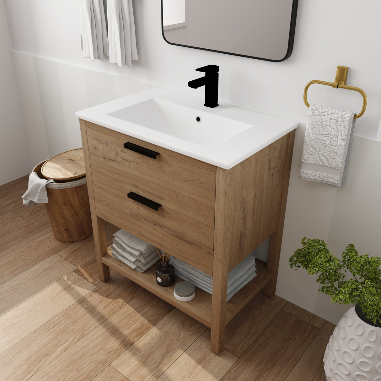 30 Inch Bathroom Vanity Plywood With 2 Drawers-BVB01030IMO-BL9075B - V.I.P Digital Presence
