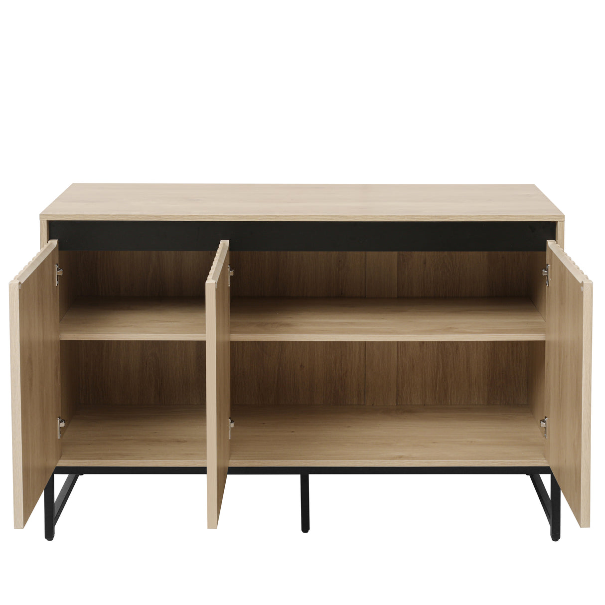 Engraved 3-door side panel with LED, self-service cabinet storage cabinet, modern coffee bar cabinet with adjustable shelf - V.I.P Digital Presence